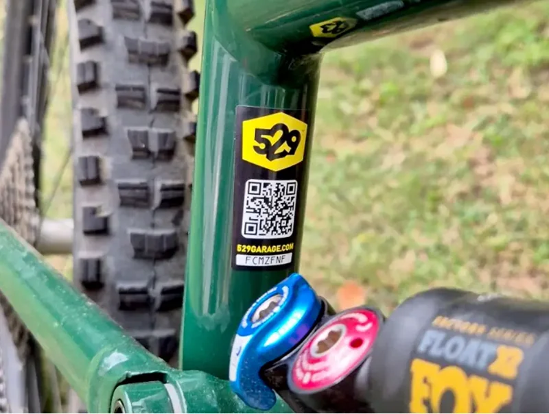 A 529 Shield on the frame tells thieves your bike is registered and traceable.